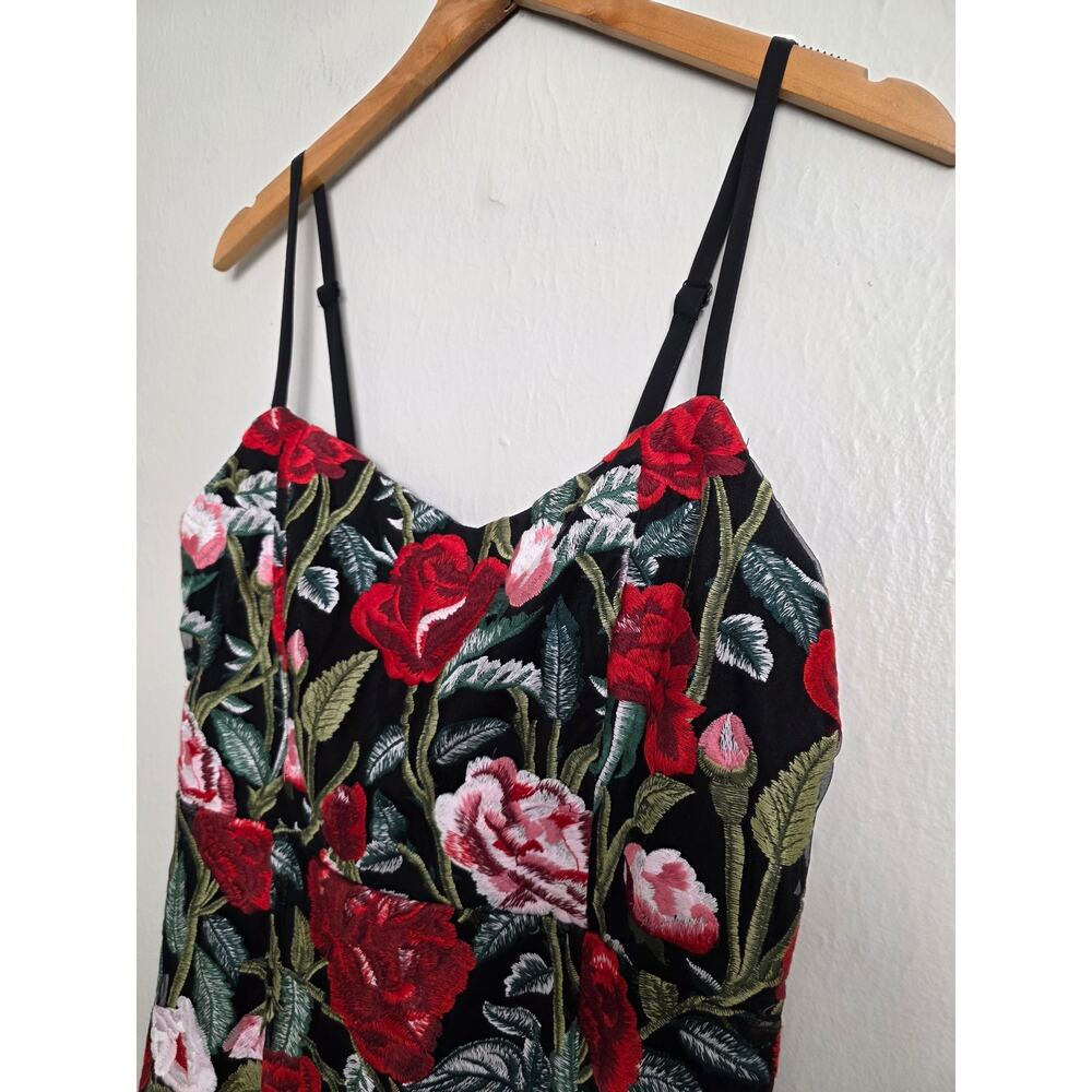 NWT Lulus Notorious Refinement Black Multi Embroidered Lace-Up Midi Dress XL - Picture 9 of 15